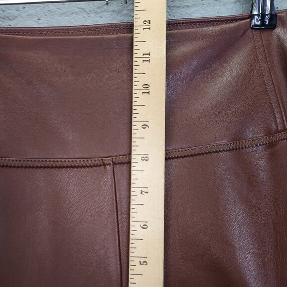 BAGATELLE Faux Leather Pants Women's L Tan Brown Stretch High Rise Pull On Lined - Picture 9 of 11
